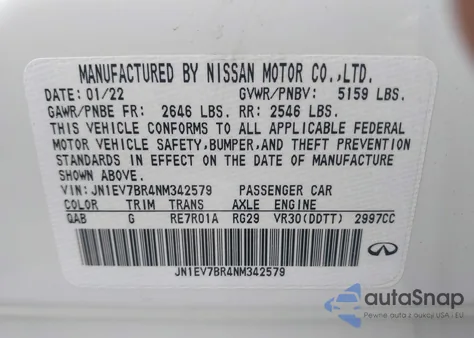 2022 Infiniti Q50 Luxe Awd из США, поврежденный, VIN JN1EV7BR4NM342579